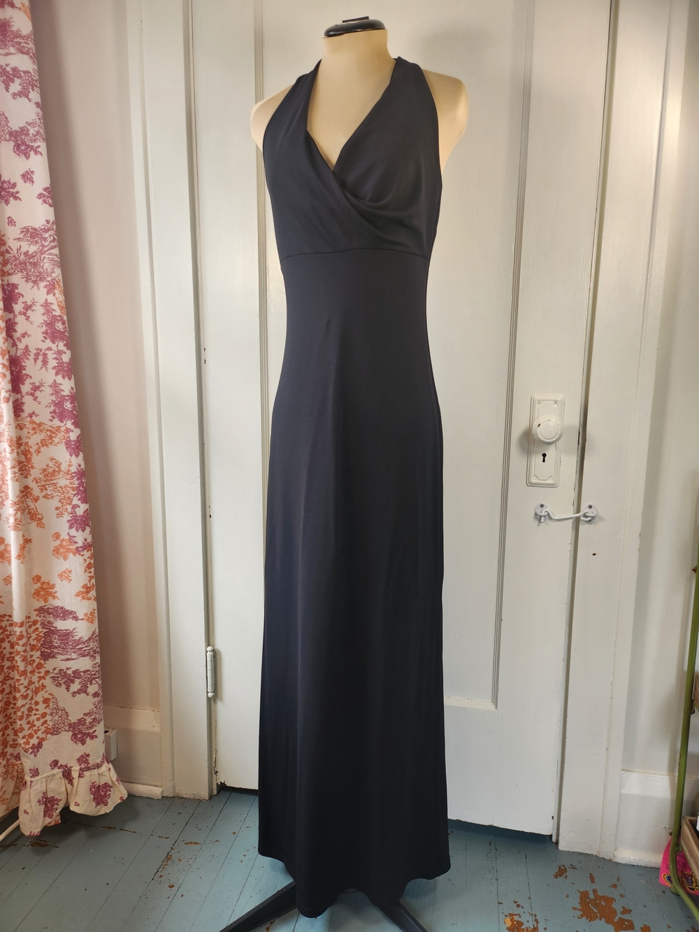 BCBGMaxAzria Black Halter Backless Maxi Dress Black Tie